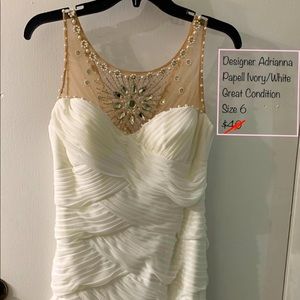 Adrianna Papell Hand Beaded Illusion Neckline Dress